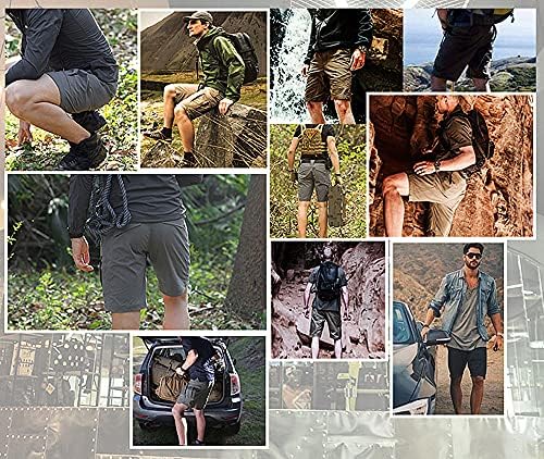 YAXHWIV Мъжки Тактически Панталони 11Водоустойчив Шорти-Карго за Мъже Туризъм Риболов Дишащи бързо съхнещи Обикновени (БЕЗ Колан)
