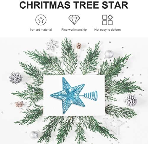 Amosfun Коледно Дърво, Topper, Звезди, Лъскава Желязна Звезда, Topper, 3D Петолъчна Звезда, Коледна Украса, Желязна Художествена