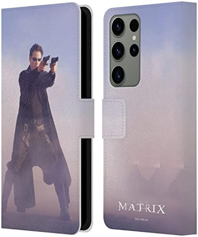 Head Case Designs Официално Лицензировала Matrix Glass Key Art Кожен калъф-книжка-джобен формат и е Съвместим с Samsung Galaxy S23 Ultra 5G