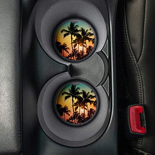 Palm Tree Sunset | Автомобилни стойки за напитки, комплект от 2 броя | - Добри Автомобилни аксесоари с впитывающими щанд.