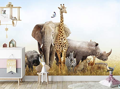 Големи Фотообои Сафари Животни в Африка – за Художественото оформление на Изображението Рисувани Стенни Гигантски Плакат