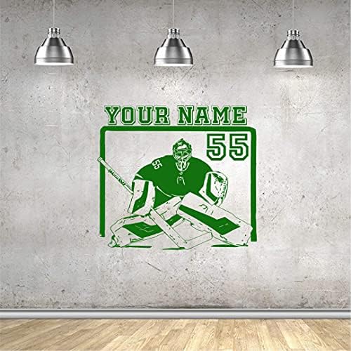 Bestdecor4you Вратар Хокеист Персонални Стикер на стената - Изберете вашето име и номер на Потребителски Тениски Вратаря