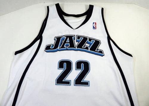 2005-06 Юта Джаз Спенсър Нелсън №22, Издадена за игра В Бяла тениска 48 DP13859 - Използвана игра в НБА