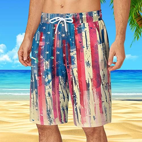 WORPBOPE Мъжки къси Панталони С Джобове, Шорти За Плуване, Дишащи Графични Шорти, Плажни Панталони, Американски Флаг