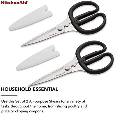 Комплект универсални ножици KitchenAid от Неръждаема Стомана с Меки на Допир дръжки, 2 бр., черен