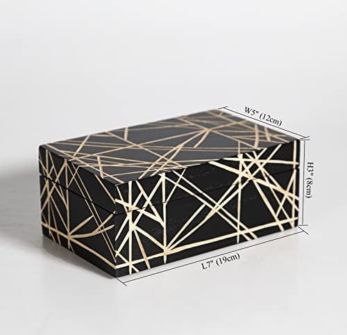 Дървена Ковчег Ръчно изработени от Дървена Кутия За Съхранение с Панти Капак Декоративна Ковчег за Съхранение на Бижута в Памет Черен