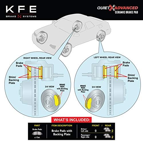 Заден комплект керамични спирачни накладки KFE KFE1665-104 Ultra-Quiet Advanced Premium е Съвместим с: Ford Fusion, Escape,