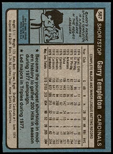 1980 Topps # 587 Хари Темпълтън Сейнт Луис Кардиналс (Бейзболна картичка) EX/Mount Кардиналс