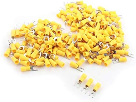 X-DREE Жълто предварително изолиран Мотокар клеммный кабелен конектор 12-10AWG с диаметър 6,4 mm 240 бр. (Конектор за