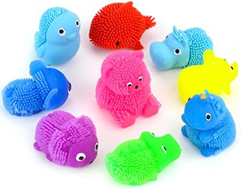Играчки-фугу за деца - Набор от сензорни топки 1,5 инча - Пълнители за великденски яйца Топки фугу за деца 20 бр - Цветни топки с шипове във формата на животни