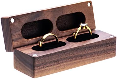 COSISO 2 Опаковки Дървени Кутии за Пръстени за Сватбената церемония (Тънка Дълга + Правоъгълна с акрилни капак)