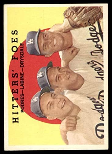 1959 Противниците на нападателите № 262 Дон Драйсдейл/ Клем Лабин/Джони Подрес Лос Анджелис Доджърс (бейзбол карта), Ню Йорк Доджърс