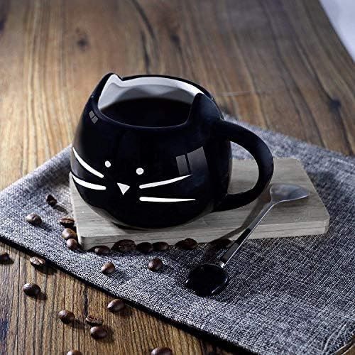 Чаши за кафе Teagas Котка за Луда Дама-Котки - Черно-Бял Керамичен Набор от Кафе на Steins за котки и Сладки Котешки