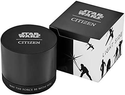 Кварцов мъжки часовник Citizen Eco-Drive Star Wars от неръждаема стомана, кожена каишка, Millenium Falcon, Сини (модел:
