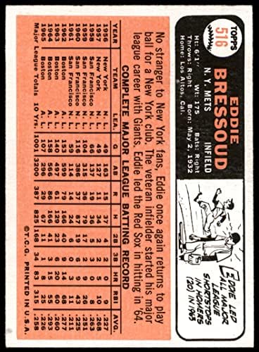 1966 Топпс 516 Еди Брессуд Ню Йорк Метс (Бейзболна картичка) БИВШ Метс