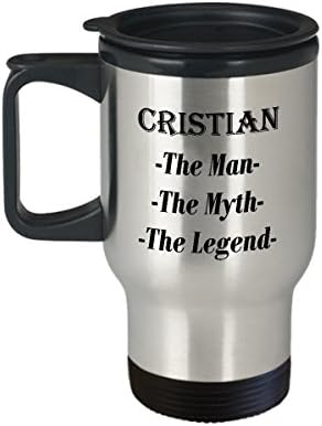 Кристиан - Човек, Мит, Легенда, Невероятна Кафеена Чаша за Подарък - Пътна Чаша на 14 грама