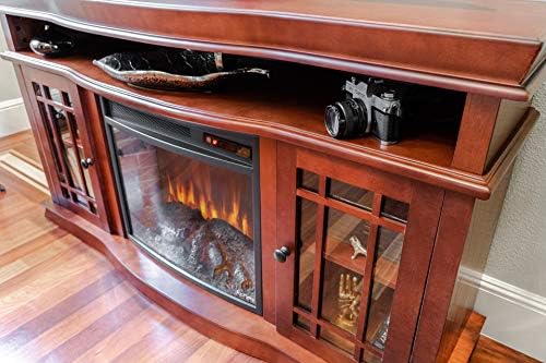 Поставка за телевизор с електрическа камина e-Пламък USA Jackson - 60 x33 - на Топло Череша украса