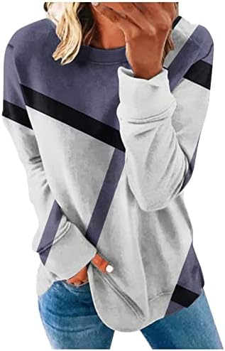 NOKMOPO / Дамски Ризи, Елегантни Всекидневни Пуловер с дълъг Ръкав и кръгло деколте, Модерен Принт, Тениска, Топ