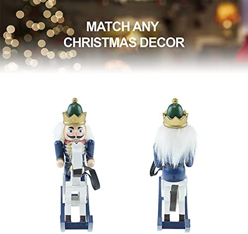 Deli Creations Синята Конче-люлка с 6-Инчов Традиционна Дървена Лешникотрошачката, Празничен Коледен Декор за Рафтове