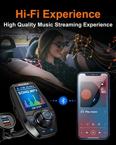 Bluetooth FM-предавател, вграден в колата Комплект безжични радио с цветен дисплей 1.8 инча, микрофон, вход/изход AUX,