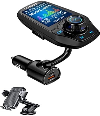 Bluetooth FM-предавател, вграден в колата Комплект безжични радио с цветен дисплей 1.8 инча, микрофон, вход/изход AUX,