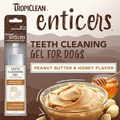 Гел за Почистване на зъби TropiClean Enticers - Алтернатива на пастите за Зъби за кучета С вкус на фъстъчено масло, 2