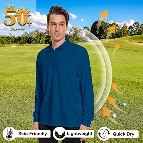 Мъжки ризи с дълъг ръкав UPF 50 +, Солнцезащитная Риза-Топка за Голф, Бързосъхнеща Спортна Риза Тренировочная