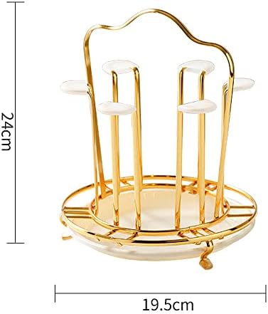 Луксозна Настолна Сушилня за Чаши с Сливным тава /Поставка за сушене на бутилки с 6 куки / Органайзер за Кафе чаши /