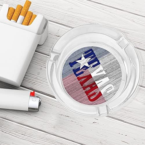 Флаг Тексас върху Дървена дъска Стъклени Пепелници за Цигари и за Пури, Пепелник Кръгъл Калъф за употреба за Украса на