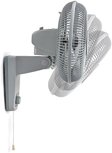 Осцилиращият 12-инчов Стенен вентилатор Lasko M12900 за вътрешно ползване, Светло сиво