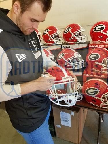 Джейк Фром Подписа Автентичен каска NCAA Georgia Bulldogs Speed С Автограф - Студентски каски С автограф