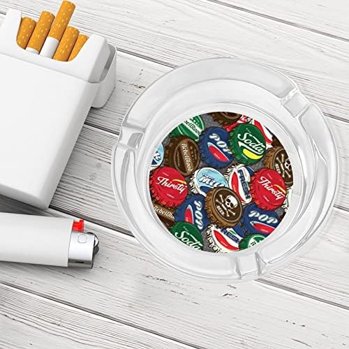 Ретро Класически Популярни Бутилка Капачки Стъклен Пепелник за Цигари от Кръгли Пепелници за Домашния Офис и Ресторанти