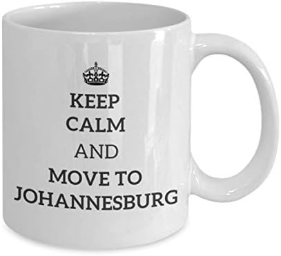 Запазете спокойствие и переезжайте в Йоханесбург, Чаша чай, За Пътник, Подарък за Колега, Приятел, Южна Африка, Чаша