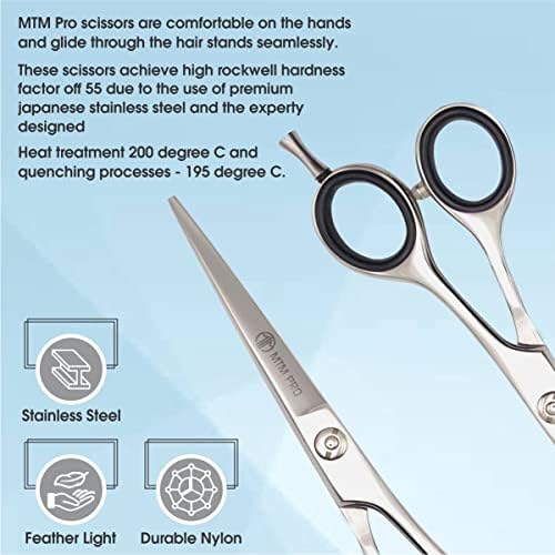 MTM Pro Професионални Ножици за коса - Професионални ножици за подстригване на коса - Обща дължина 6 см - Фризьорски