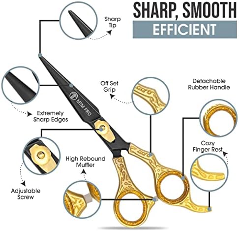 MTM PRO Професионални фризьорски ножици за салонной прически 6,5 Златисто-черните в ретро стил с остър нож японски фризьорски