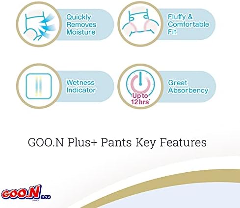 GOO.N Plus + Панталони Размер L (до 31 кг) Унисекс 132 броя [3 опаковки] Японската подтягивающая кожа Удобен дизайн, произведено в Япония