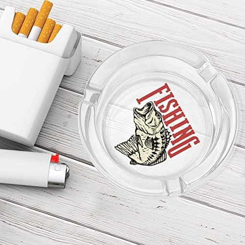 Харесва ми Риболов Кръгли Стъклени Пепелници Титуляр за Портсигара Скъпа Пепелник За Пушачи
