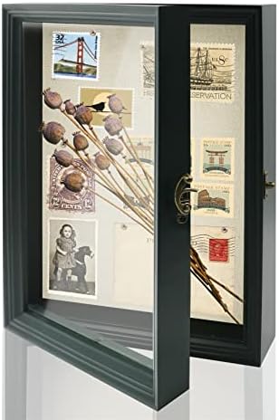 Витрина Liveinu Shadow Box 8x10 Рамка за снимки Shadow Box с Ленена Облегалка Икона, Сувенири Награди Медали Снимки Скоростна