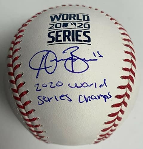 Остин Барнс подписа Договор с Шампионите на Световните серии на Мейджър лийг бейзбол 2020 PSA 9A50173 - Бейзболни топки с Автографи