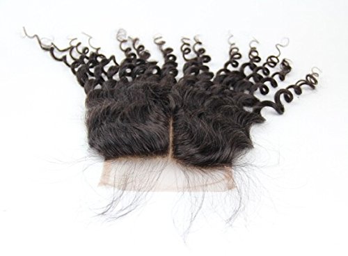 DaJun Hair 6A С Обесцвеченными Възли в средната част, Лейси Горната Закопчалка 5 5 12, Перуански естествен косъм, Дълбока Вълна, Естествен цвят (марка: DaJun£