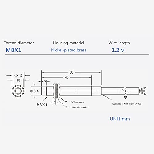 5 бр. БЕЗ Нормално отворен LJ8A3-2-Z/BX Индуктивен Сензор за близост Преминете NPN DC6V-36V M8 3-Жични Детектор 2 мм