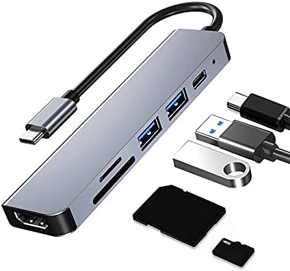6 In1 Сплав USB-C Hub Type C до 4K, HDMI-Съвместим Адаптер USB3.0, Докинг Станция, Конвертор за лаптоп Type-C за MacBook