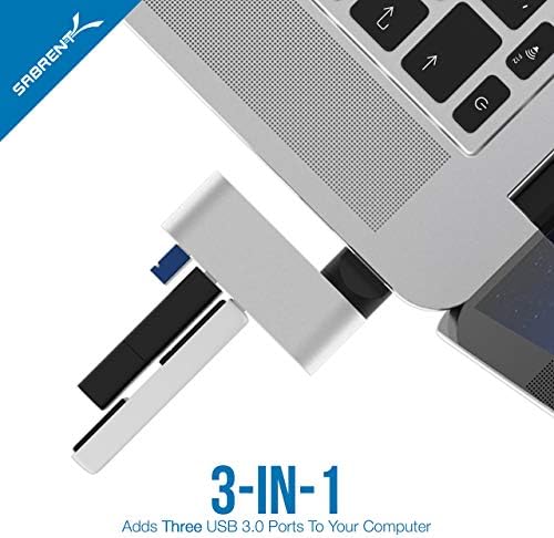 3-Портов Алуминиев hub Sabrent Premium Mini USB 3.0 Хъб + USB 3.0 Micro SD карта и четец на SD-карти