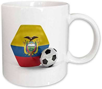 Керамична Чаша за футболна топка 3dRose Ecuador, 11 грама, Бяла