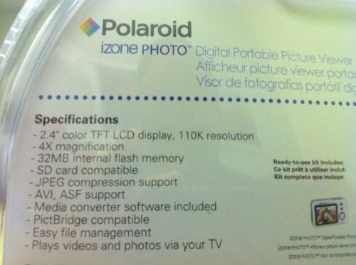Polaroid iZone Преглед на снимки, Видео плейър С 2.4 Цветен LCD дисплей