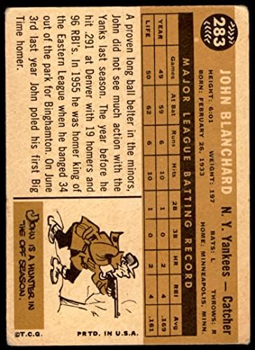 1960 Topps 283 Джон Бланшар Ню Йорк Янкис (бейзболна картичка) СПРАВЕДЛИВИ Янкис