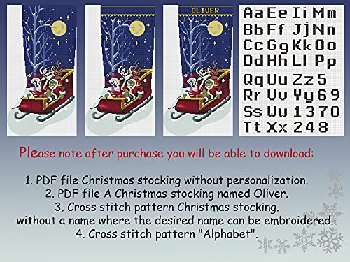 Коледни чорапи с бродерия бод PDF/Персонални Съвременните Забавни Подсчитанные Леки кошмари преди Коледа/Оливър Персонализирани
