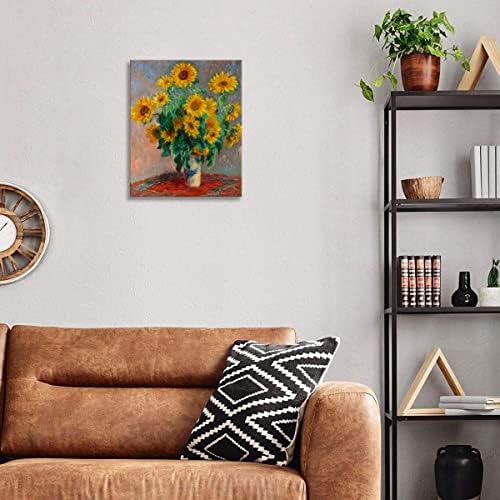 Картини с Подсолнухом Моне е на стената - Букет от красиви цветя - Известните Цветя работа за Баня, Спални, Интериор с принтом върху Платно 12x15