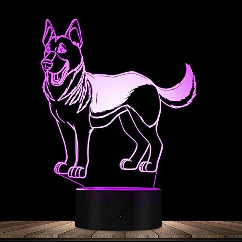 Jinnwell 3D Вълк Куче Нощно Лампа Илюзия Led 7 цвята, което променя Сензорен Прекъсвач, Настолни лампи За украса на Масата,
