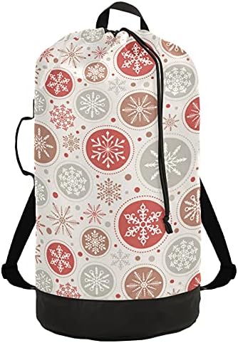 Коледна торбичка за бельо под формата на Снежинки, Тежка Раница за пране на дрехи с плечевыми ремъци и дръжки, чанта